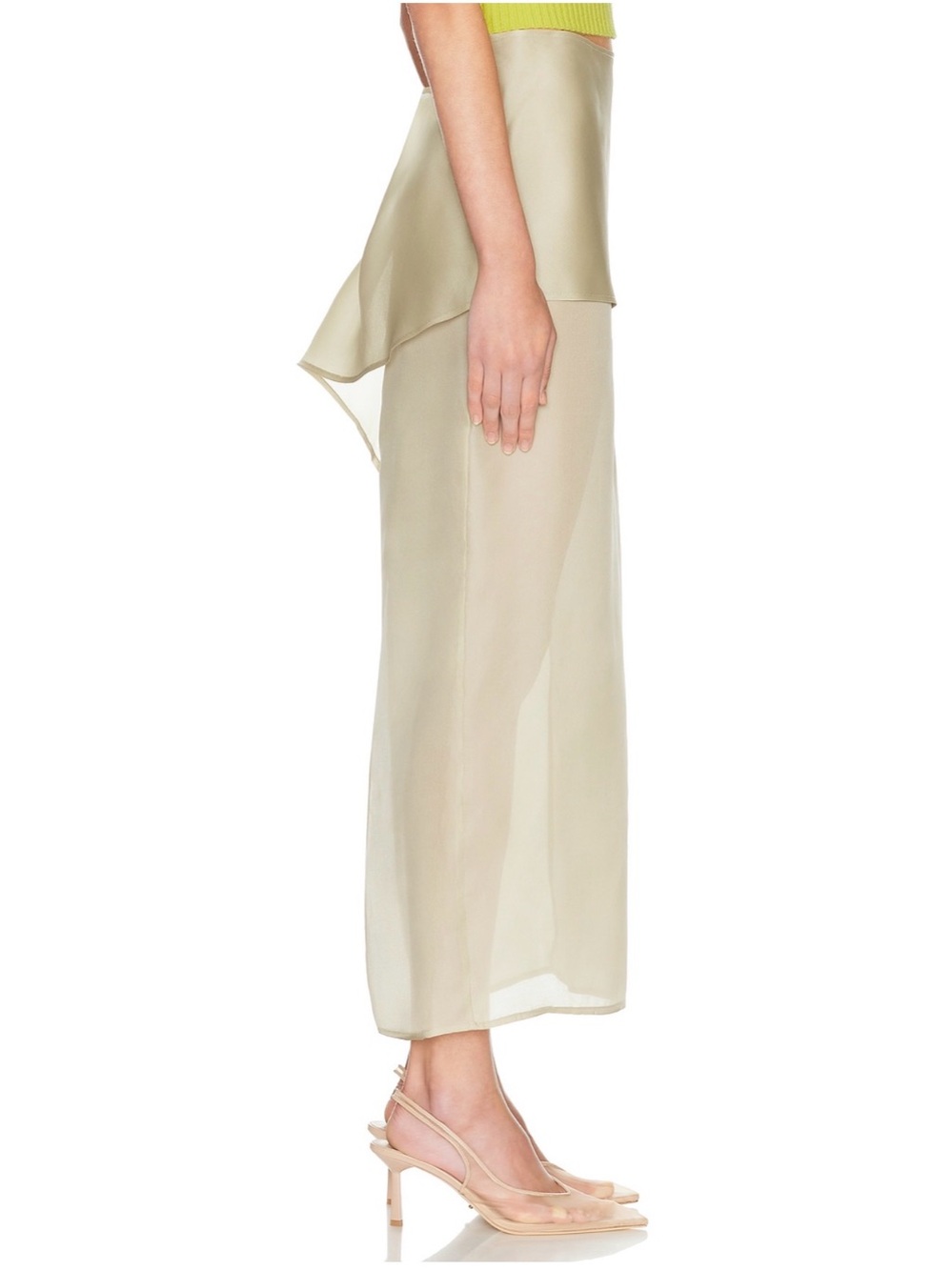 NWT HELSA The Silk Gazar Skirt With Drape in Stone - Picture 6 of 14